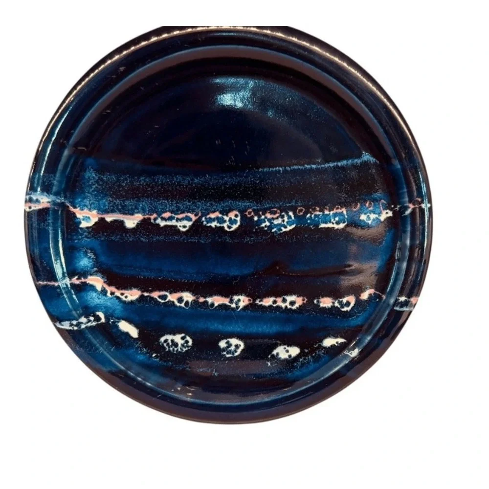 Tasmania Panogana Pottery Plate Decorative Dish Blue Brown Glazed 11